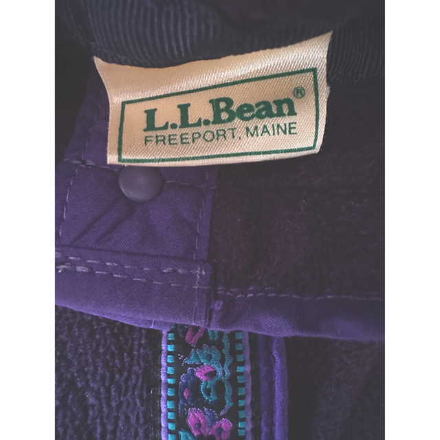 L.L.Bean vintage フリーストップス　ボタンフリース　刺繍　紫