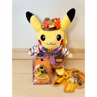 ポケモン(ポケモン)の【限定・完売品】ポケモン　ハロウィン　ピカチュウぬいぐるみ&ロゴピンズセット販売(ぬいぐるみ)