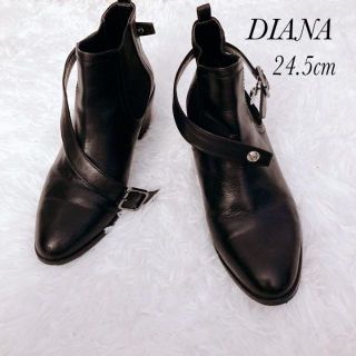 ダイアナ(DIANA)のDIANA ダイアナ　サイドゴア　ショートブーツ　ベルト　脱着可　2way 黒(ブーツ)