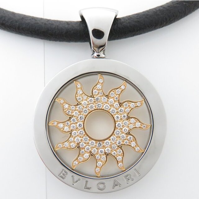 ブルガリ BVLGARI トンドサン ダイヤモンド チョーカー K18YG イエローゴールド × ステンレススチール レザー / 198220【中古】【BJ】 - 4
