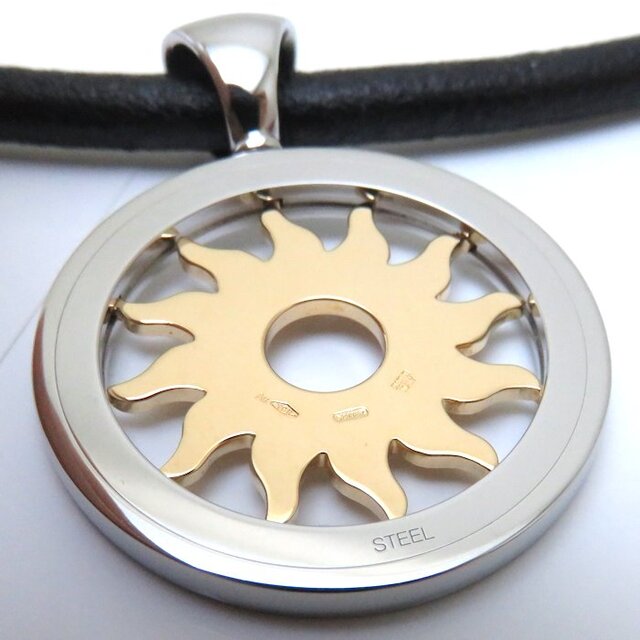 ブルガリ BVLGARI トンドサン ダイヤモンド チョーカー K18YG イエローゴールド × ステンレススチール レザー / 198220【中古】【BJ】 - 7