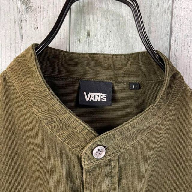 90's VANS バンズ　ロゴ刺繍　ノーカラーエポーレットコーディロイシャツ