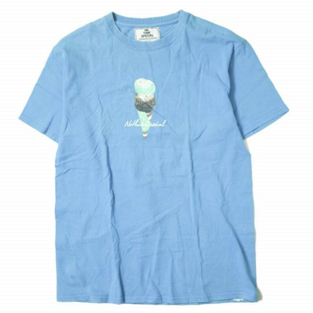 NOTHIN' SPECIAL ナッシンスペシャル 18SS ICE CREAM T-shirts アイスクリーム プリントクルーネックTシャツ M ブルー 半袖 トップス【中古】【NOTHIN' SPECIAL】 メンズのトップス(Tシャツ/カットソー(半袖/袖なし))の商品写真