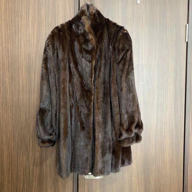 数回 定価80万 高級 ミンク ハーフコート ダークブラウン 11号 相当