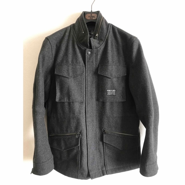 AVIREX(アヴィレックス)のAVIREX WOOL KNITS M-65 JACKET  グレーLサイズ メンズのジャケット/アウター(ミリタリージャケット)の商品写真