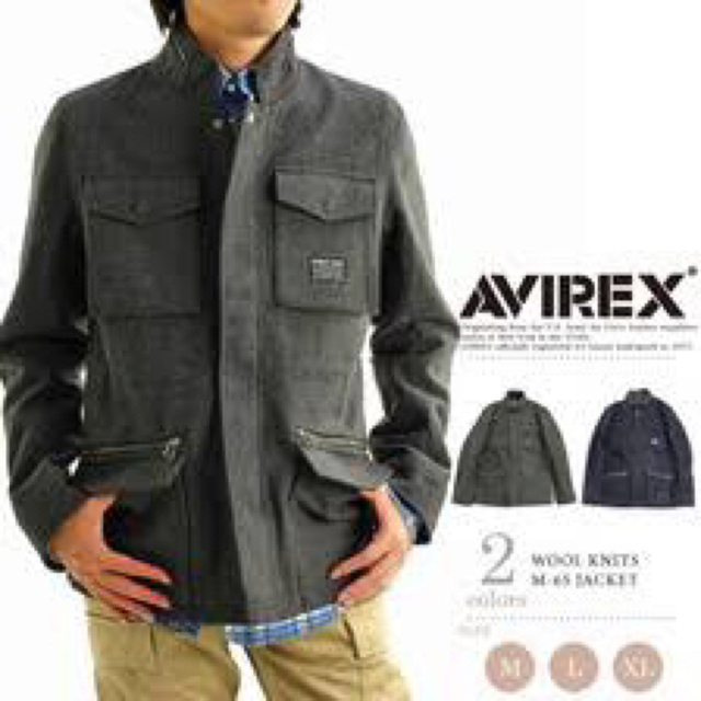 AVIREX(アヴィレックス)のAVIREX WOOL KNITS M-65 JACKET  グレーLサイズ メンズのジャケット/アウター(ミリタリージャケット)の商品写真