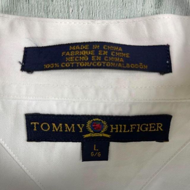 TOMMY HILFIGER(トミーヒルフィガー)の90's トミーヒルフィガー  ロゴ刺繍　エポーレット付き　ノーカラーシャツ メンズのトップス(シャツ)の商品写真