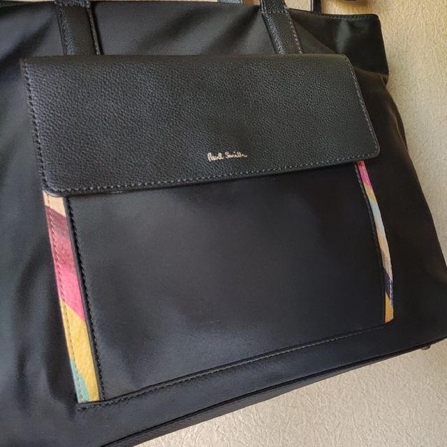未使用ポールスミスPAULSMITHスワールストライプウェビング トート