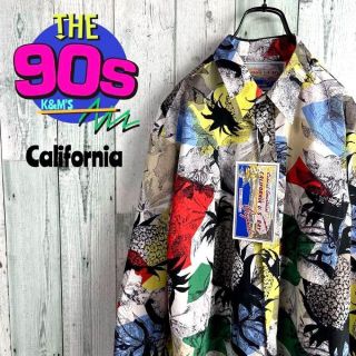 90's California u.s.bay ボタニカル総柄　奇抜シャツ(シャツ)