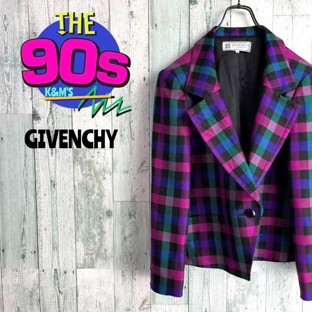 90's OLD GIVENCHY 日本製 シルクチェックテーラードジャケット | フリマアプリ ラクマ