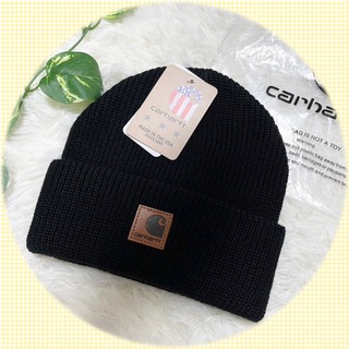 carhartt カーハート　リブ　ニット帽　ロゴ　ワンポイント　ブラック　冬(ニット帽/ビーニー)