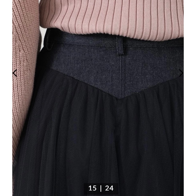 rienda(リエンダ)の rienda Denim Mix Tulle J／W SK レディースのスカート(ロングスカート)の商品写真