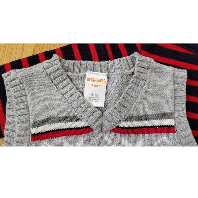 PETIT BATEAU(プチバトー)のカットソー ニットベスト ２枚セット80 キッズ/ベビー/マタニティのベビー服(~85cm)(シャツ/カットソー)の商品写真