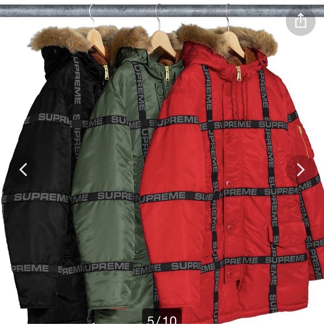 美品　supreme logo tape n-3b parka