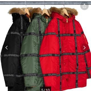 シュプリーム(Supreme)の美品　supreme logo tape n-3b parka(ダウンジャケット)