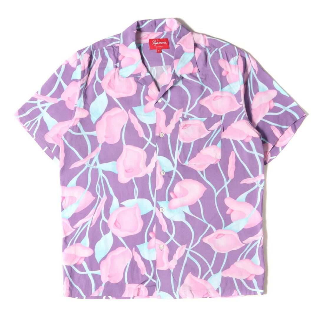 トップスSupreme シュプリーム シャツ フラワー 柄 オープンカラー レーヨン 半袖シャツ Lily Rayon Shirt 18SS パープル S トップス カジュアルシャツ 【メンズ】【R010】