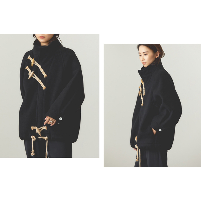 HYKE - 新品 HYKE DOUBLE FACE DUFFLE JACKET 黒 02の通販 by HYKE - 新品 HYKE DOUBLE FACE DUFFLE JACKET 黒 02の通販 by