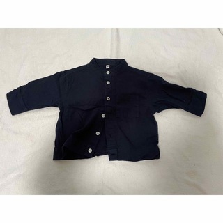 ムジルシリョウヒン(MUJI (無印良品))のネイビーノーカラーシャツ　MUJI  80(シャツ/カットソー)