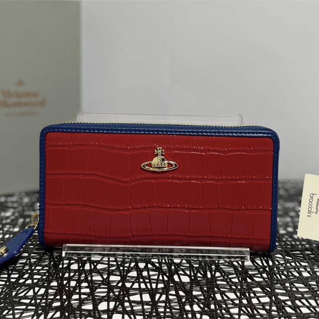 Vivienne Westwood 財布 レザー 型押し 赤 青 レッド ブルー