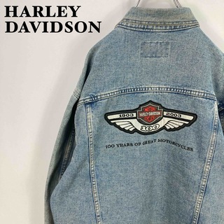 ハーレーダビッドソン(Harley Davidson)のハーレーダビッドソン カナダ製 刺繍ロゴ レザーパッチ デニムジャケット(Gジャン/デニムジャケット)