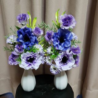 御供え　仏花　造花　器つき一対(その他)