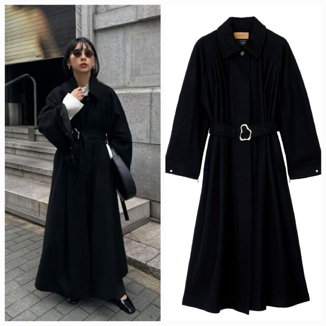 Ameri UND FRONT GATHER OPEN SLEEVE COAT