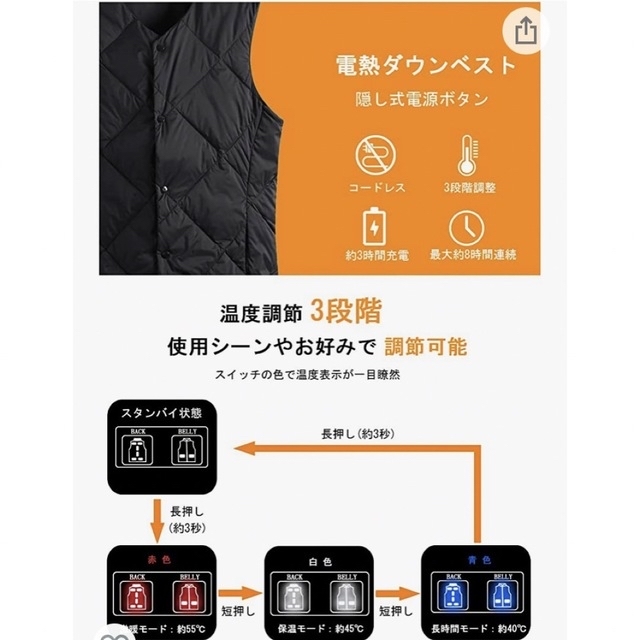 電熱ベスト　ベージュ　Sサイズ メンズのトップス(ベスト)の商品写真