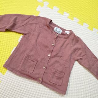 ザラキッズ(ZARA KIDS)のザラ ❣ カーディガン ピンク ニット 女の子 アースカラー 金ボタン 入園式(カーディガン/ボレロ)