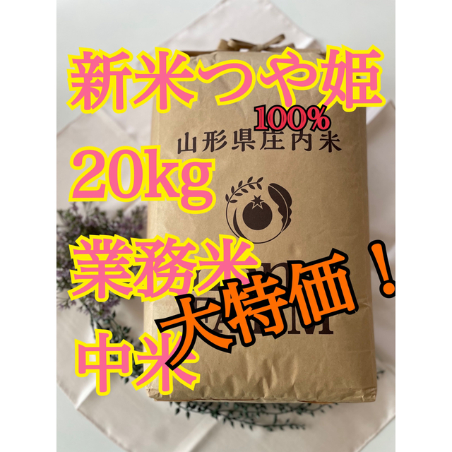 つや姫　業務米　中米　20kg 新米　山形食品