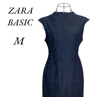 ザラ(ZARA)の【美品】ZARA BASIC デニム タイト ワンピース M 夏物(ロングワンピース/マキシワンピース)