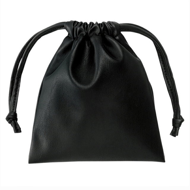 【新品】巾着バッグ ミニ 巾着 ポーチ 高級感 ブラック ミニマリスト レディースのファッション小物(ポーチ)の商品写真