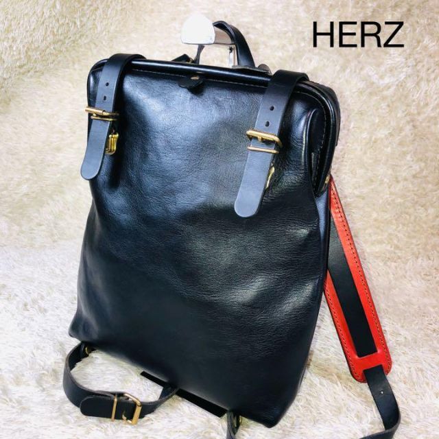 極美品✨HERZ リュック バックパック ラックスリュック W ブラック レザーリュック/バックパック