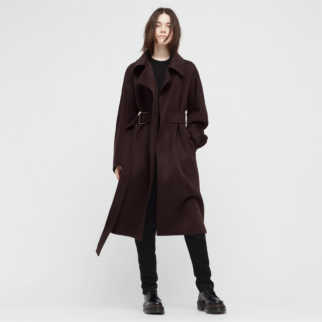 UNIQLO ジルサンダー カシミヤブレンドラップロングコート M ブラック