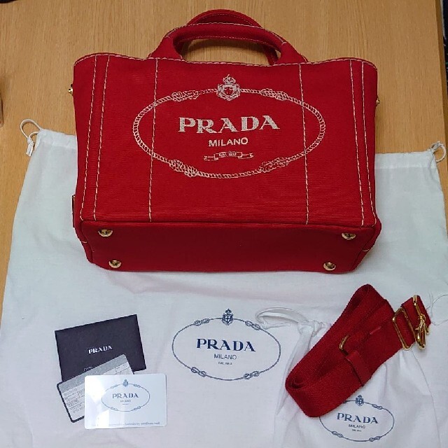 【新品未使用】PRADA カナパ 赤ギンガムチェック