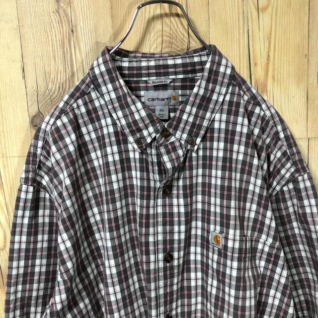 carhartt(カーハート)の『チェックシャツ』90s 古着 ビックサイズ 2XL  カーハート 刺繍ロゴ メンズのトップス(シャツ)の商品写真