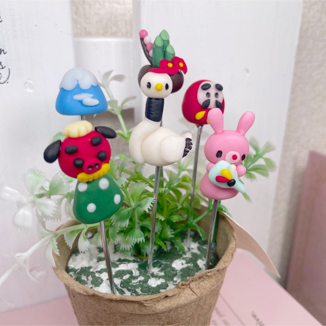 ガーデンピック　ハンドメイド　お正月ピック　多肉植物　1250円 ハンドメイドのフラワー/ガーデン(その他)の商品写真