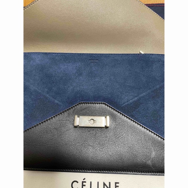 セリーヌCELINE ダイアモンドクラッチバッグ ブルー×トープ×ブラック セリーヌCELINE ダイアモンドクラッチバッグ ブルー×トープ×ブラック