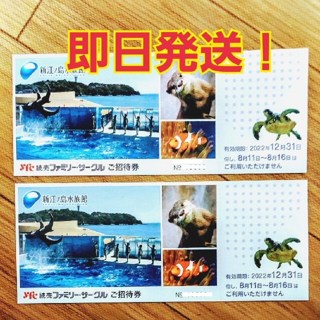 新江ノ島水族館 ご招待券 2枚 2022/12/31 - 施設利用券