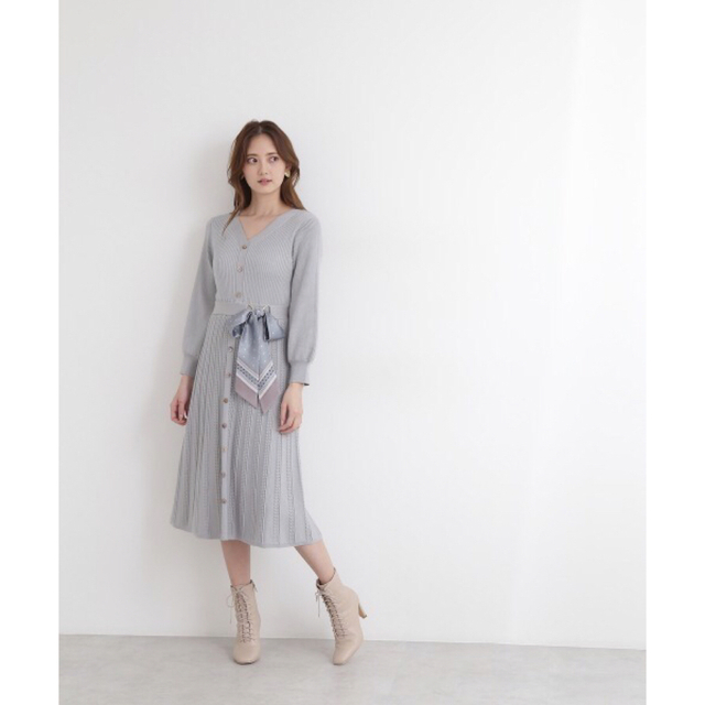 JILL by JILLSTUART - JILLBY JILLSTUART スカーフ付きニットワンピース