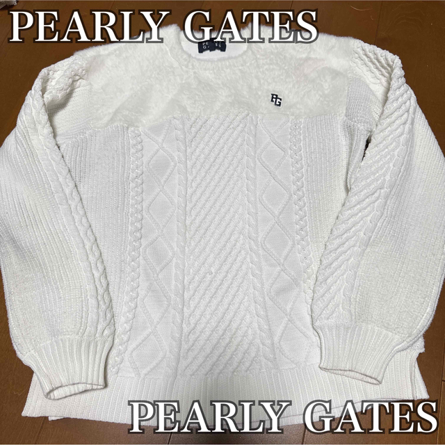 PEARLY GATES(パーリーゲイツ)のPEARLY GATES☆ホワイトニット スポーツ/アウトドアのゴルフ(ウエア)の商品写真