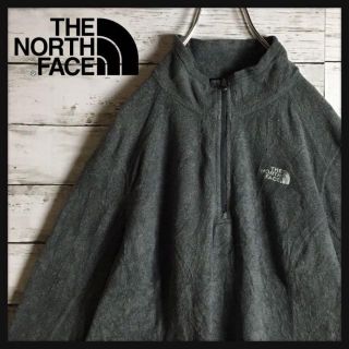 ザノースフェイス(THE NORTH FACE)の【美品】ノースフェイス☆刺繍ロゴ入りハーフジップフリース　薄手　グレー　947(その他)