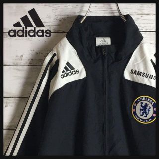 アディダス(adidas)の【銀タグ】アディダス☆刺繍ロゴ入りナイロンジャケット　ビッグサイズ　黒　808(ナイロンジャケット)