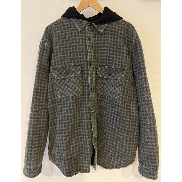 Houndstooth Flannel Hooded Shirt