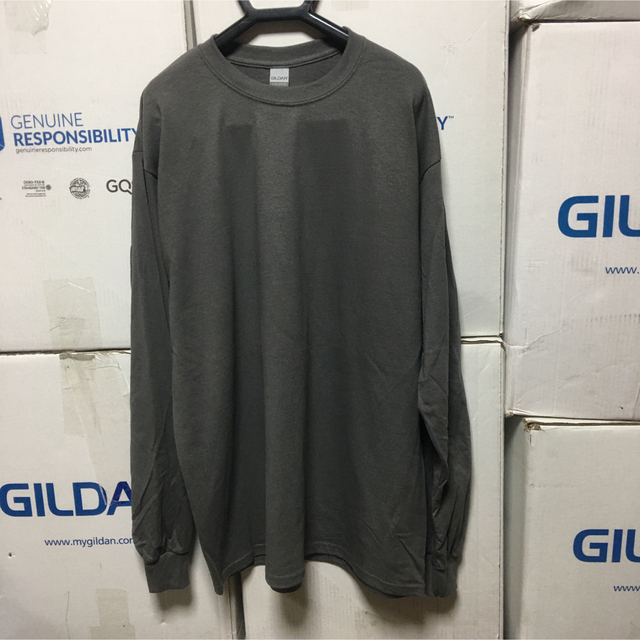 新品 GILDAN ギルダン 長袖ロンT チャコールグレー L