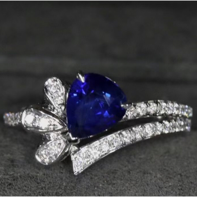 天然 ロイヤルブルーサファイア ダイヤ リング1.14ct k18 fネックレス