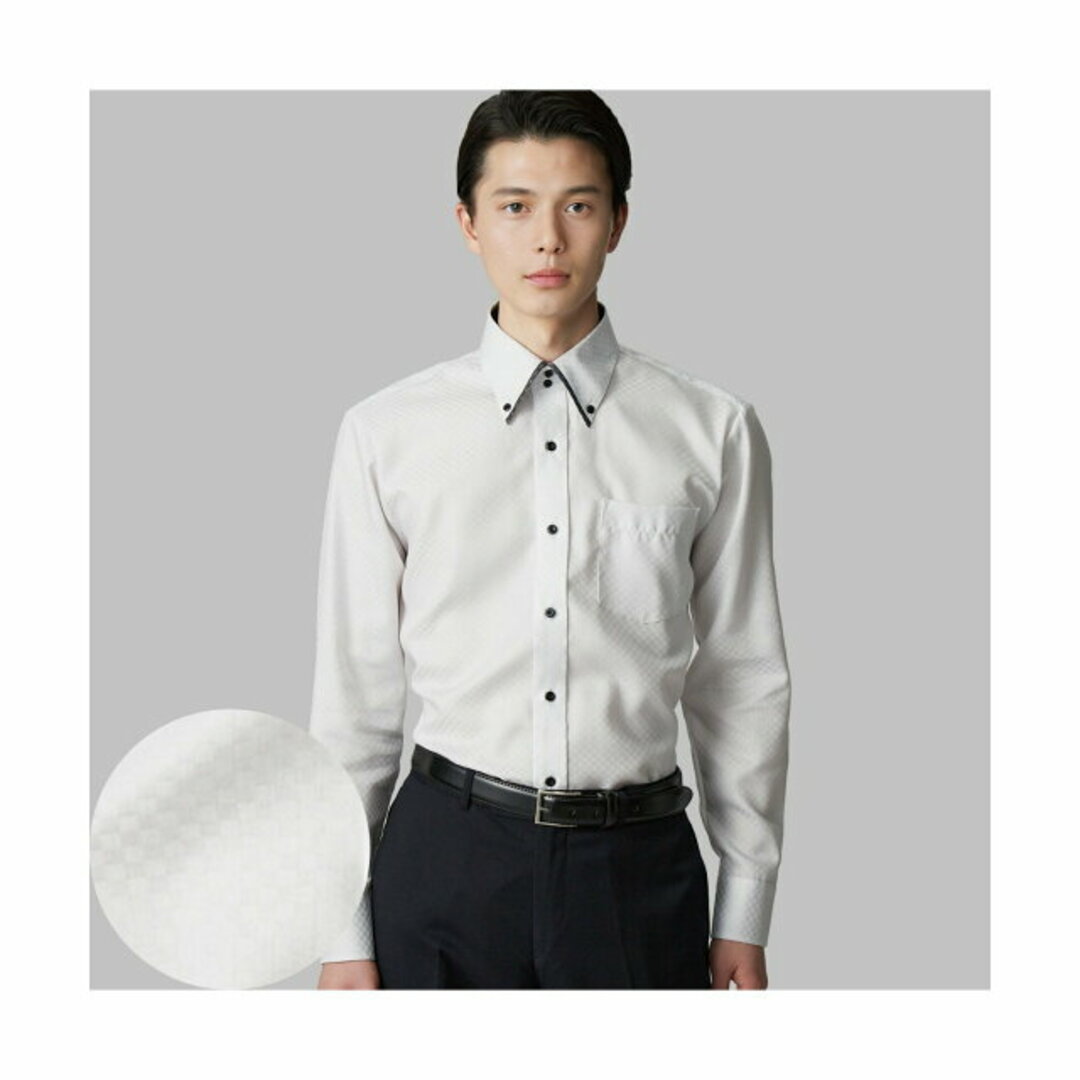 【クロ・グレー】(M)【超形態安定】 ボットーニボタンダウン 長袖 形態安定 ワイシャツ 綿100% 2