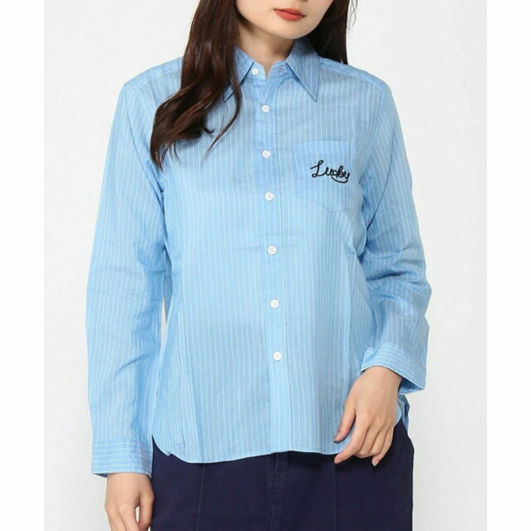 【ブルー】B2226 刺繍ストライプシャツ 3