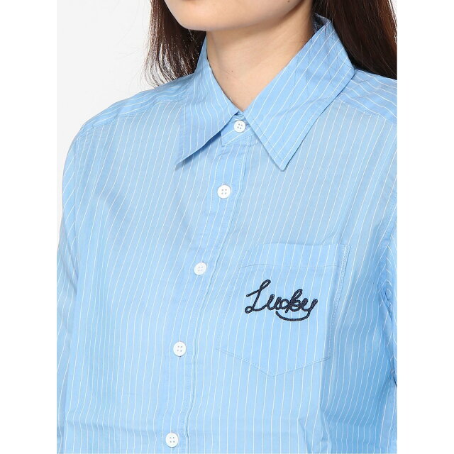 【ブルー】B2226 刺繍ストライプシャツ 9