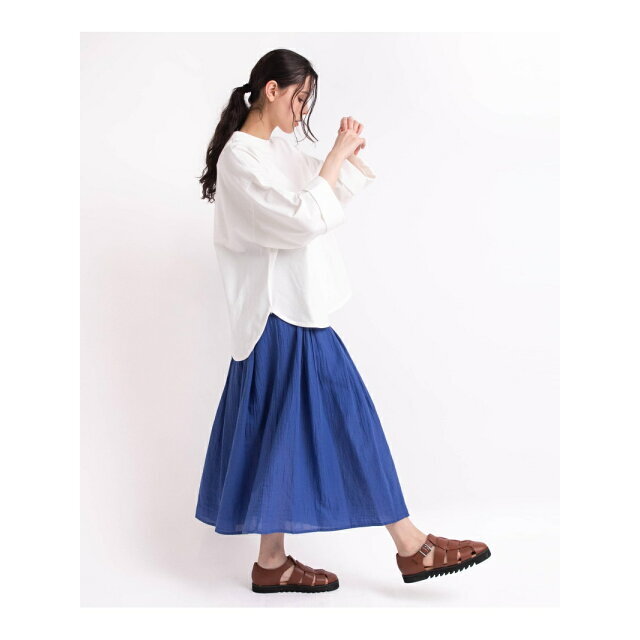 【ロイヤルブルー】G1030 インドコットンタックロングスカート