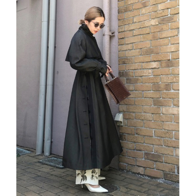 Ameri MINIMAL FLARE LONG TRENCH COAT | prosodiya.de